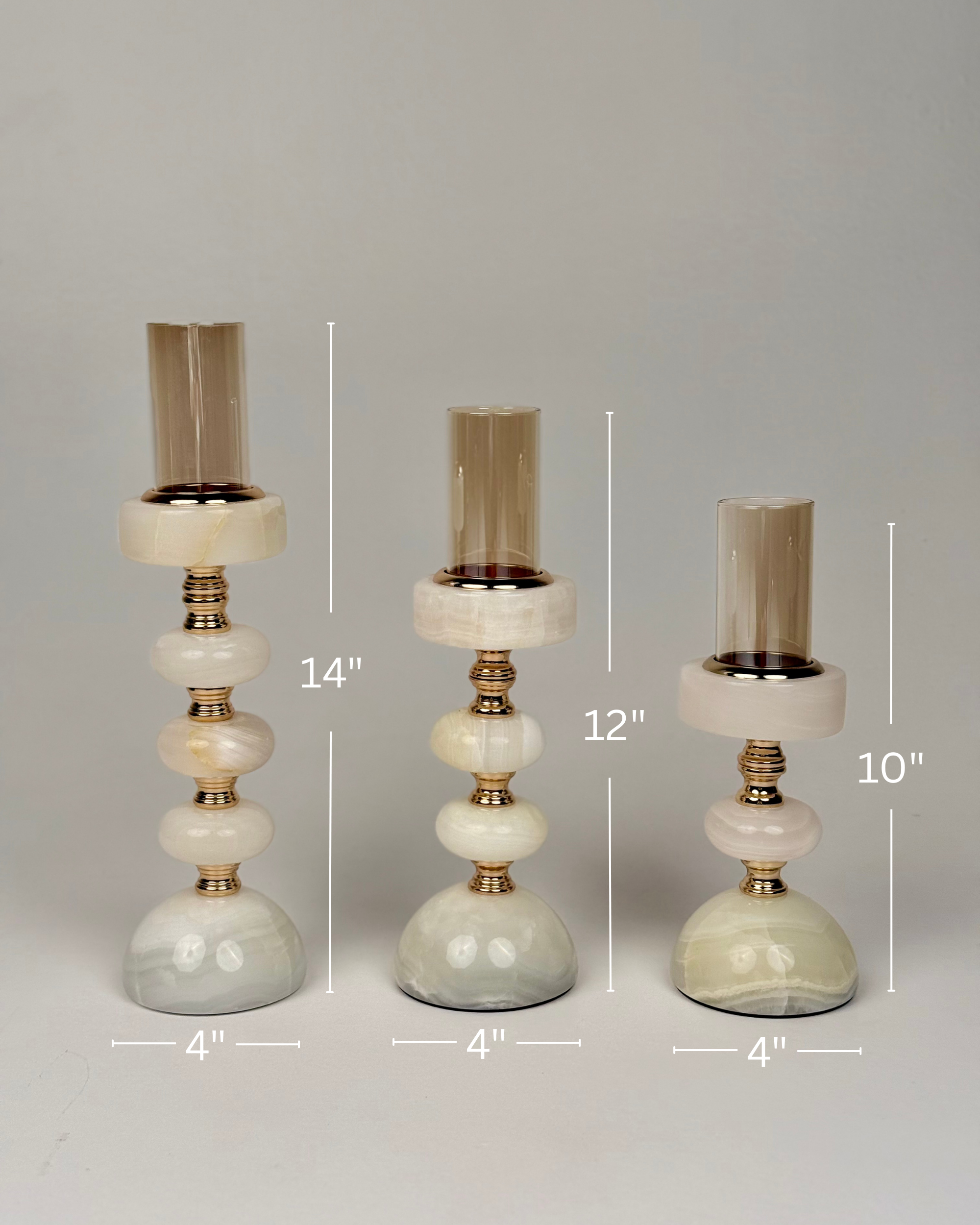 Sculptura Stone Candle Stand Set