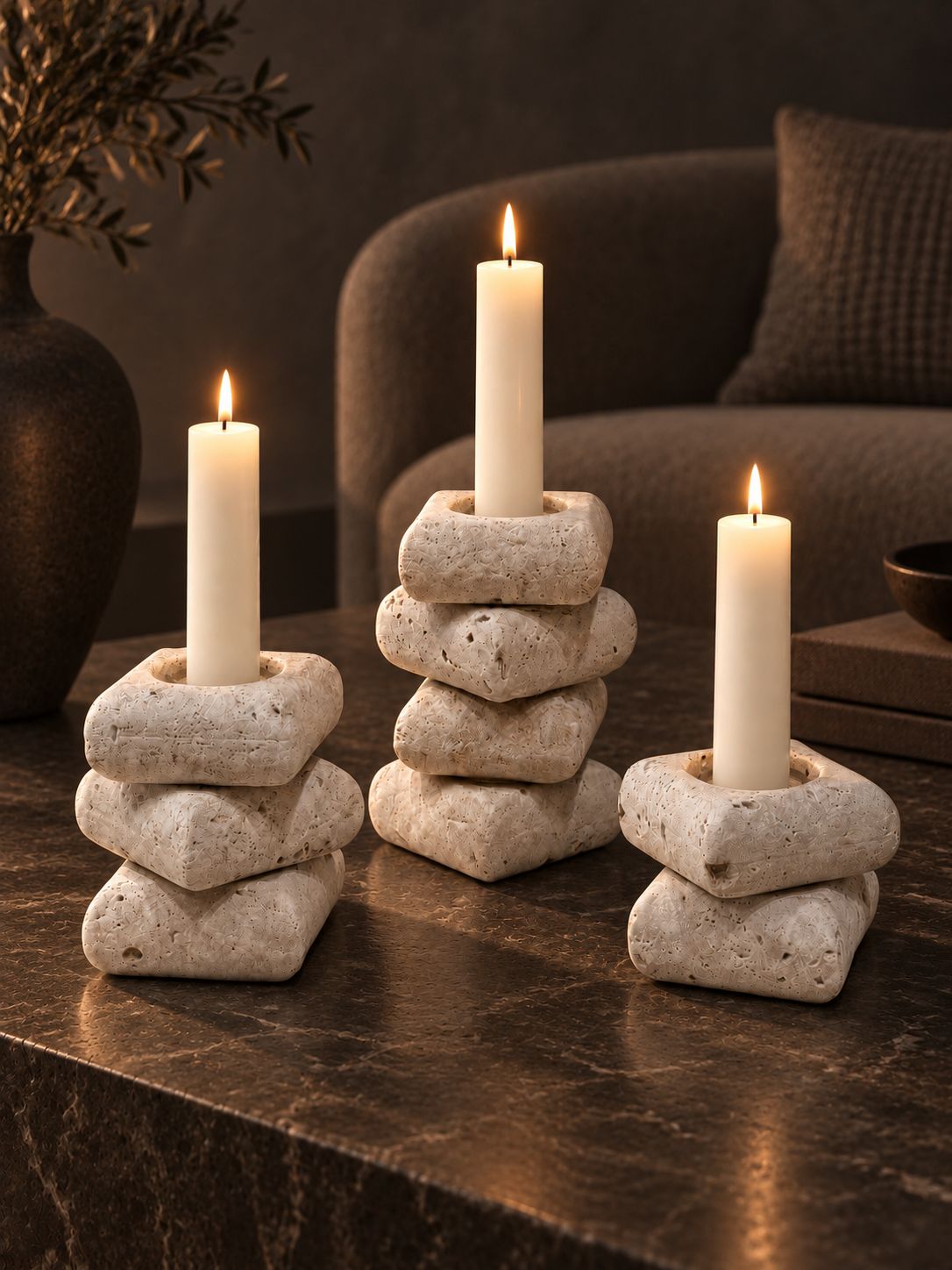 Elara Marble Candle Stand