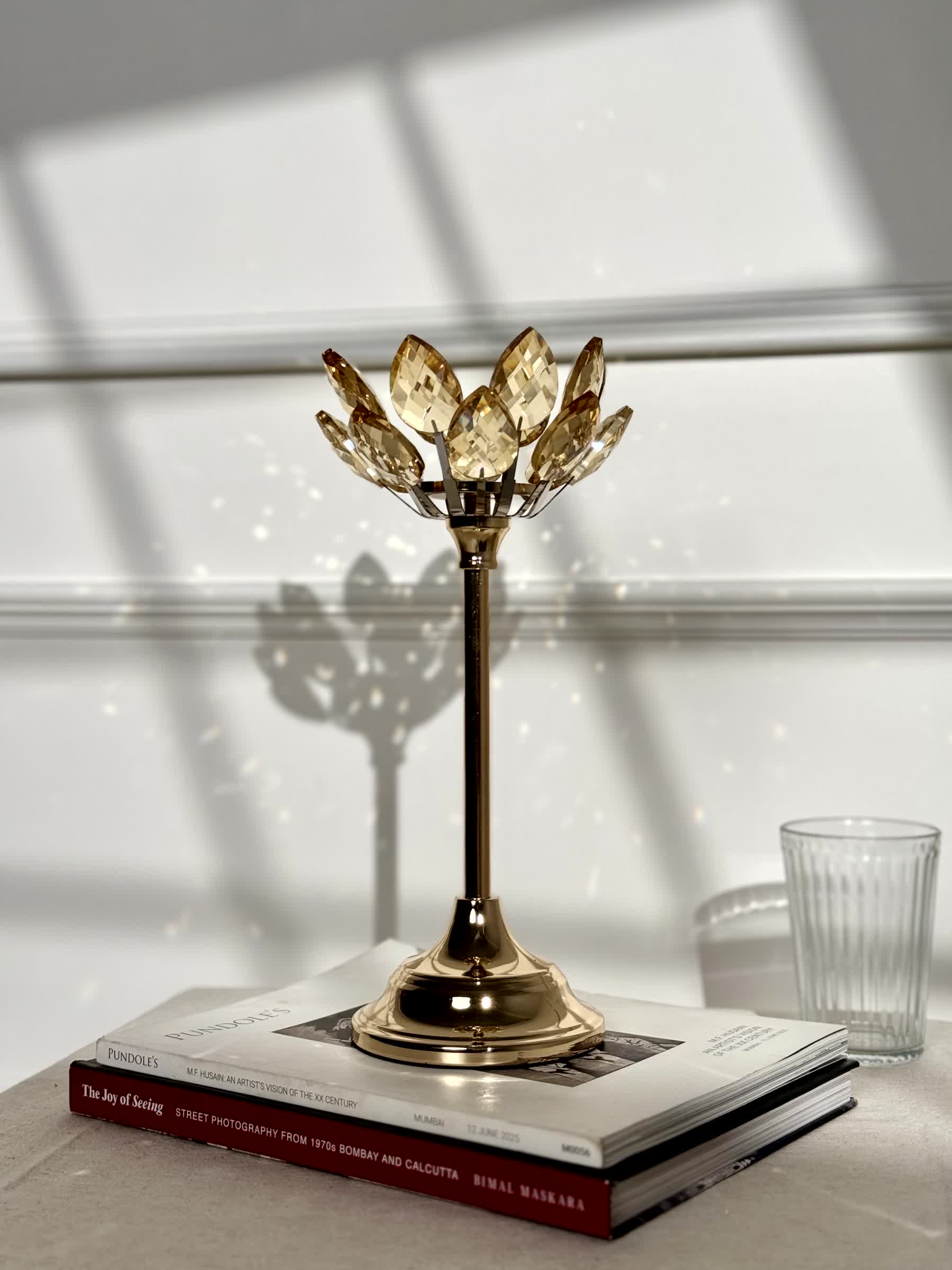 Crystal Lotus Candle Stand Set