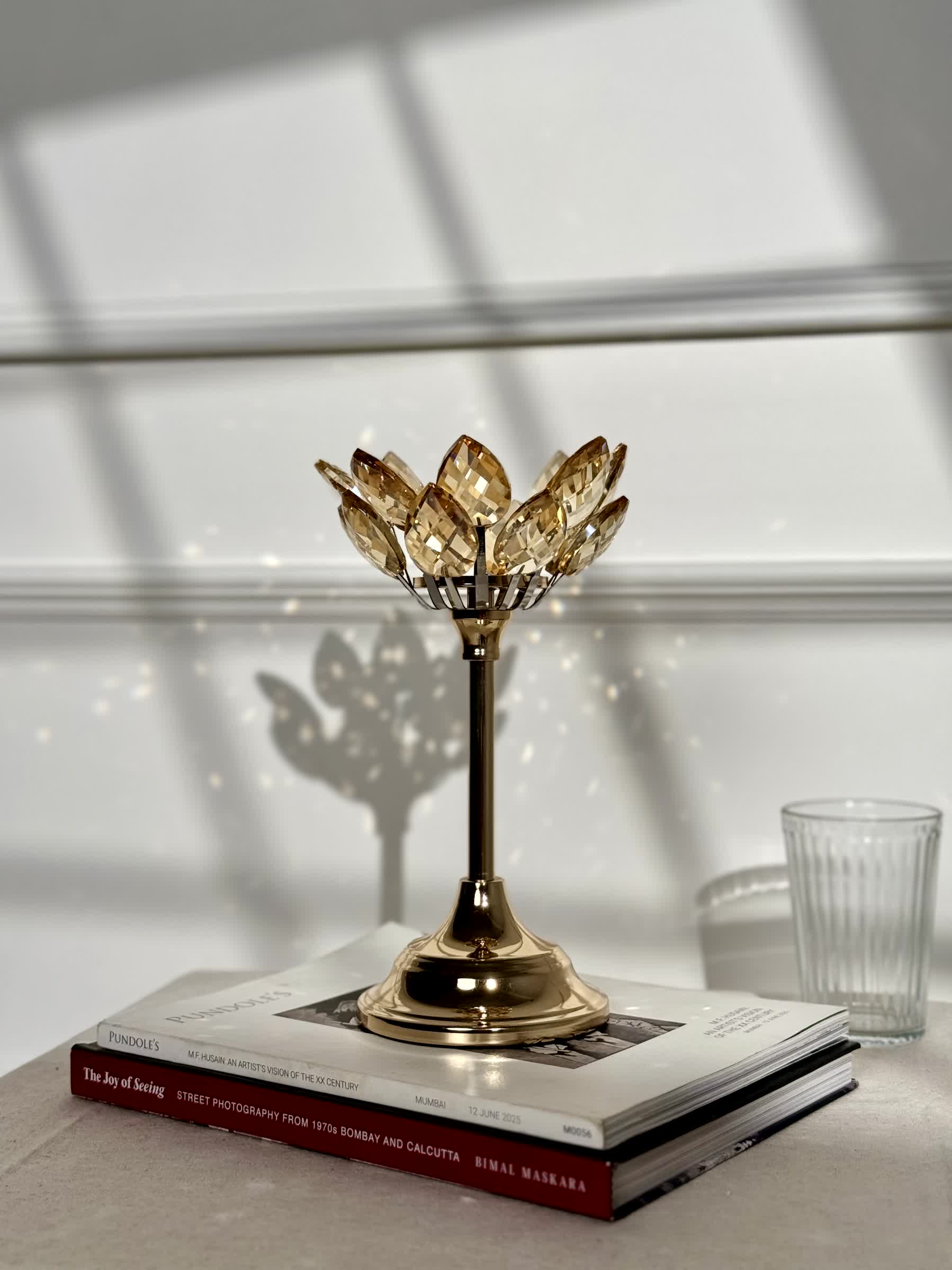 Crystal Lotus Candle Stand Set