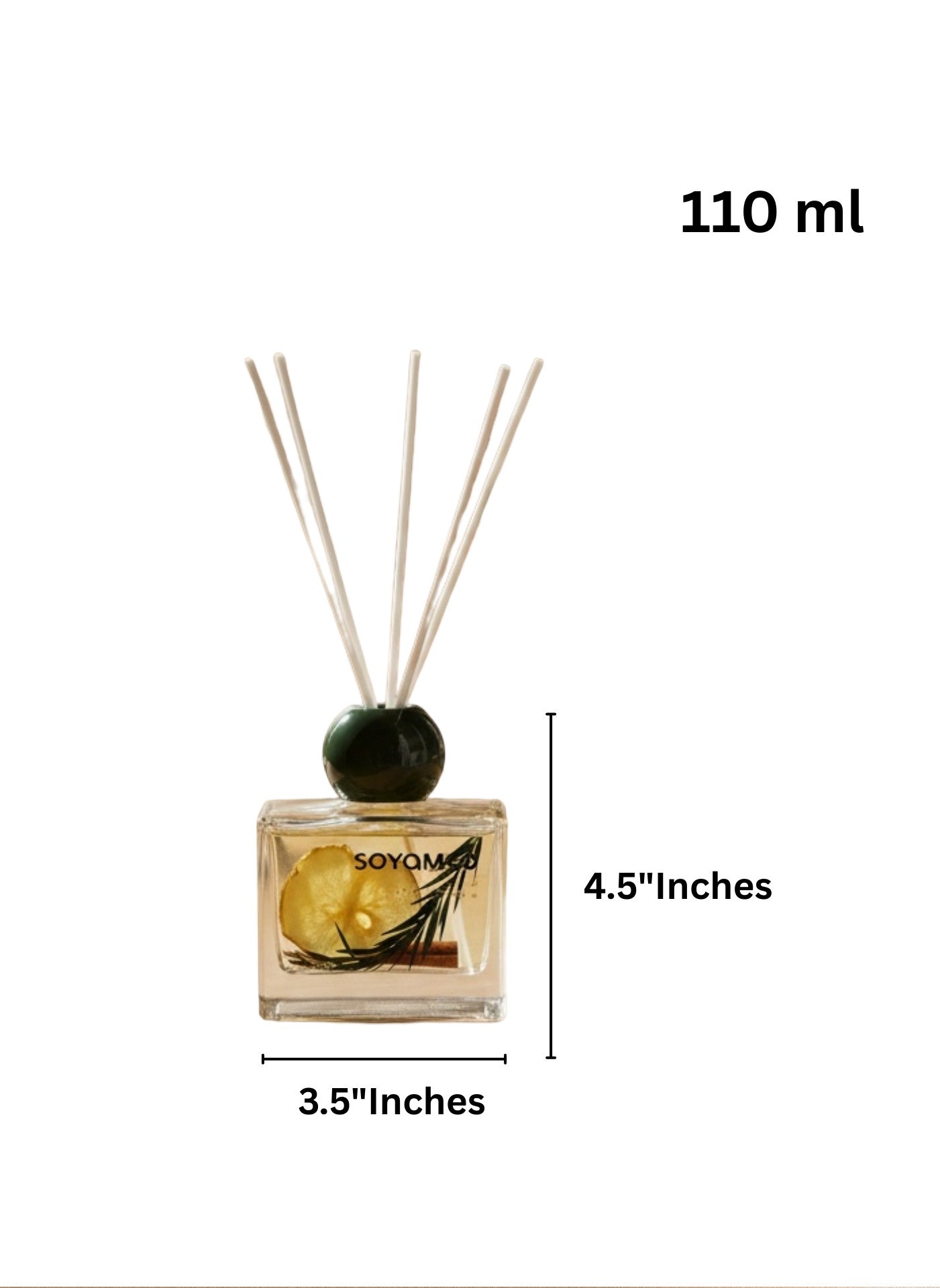 High Objects 110ml square glass aroma reed diffuser with cloves scent, featuring dried lemon slice and cinnamon stick.