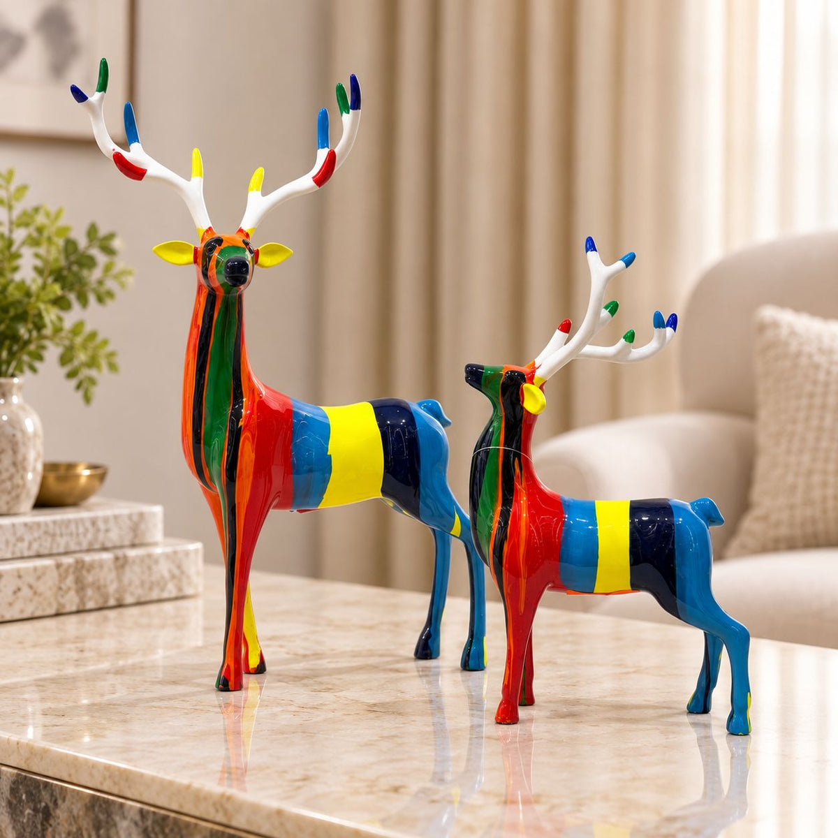 Prismatic Pair Deer Showpiece