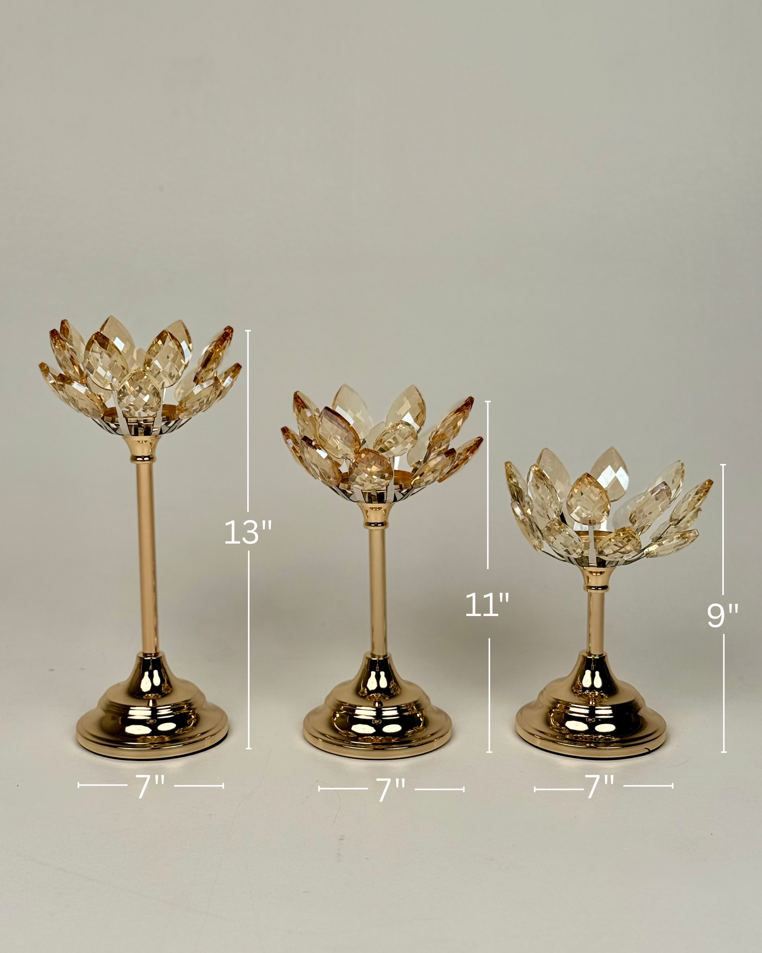 Crystal Lotus Candle Stand Set
