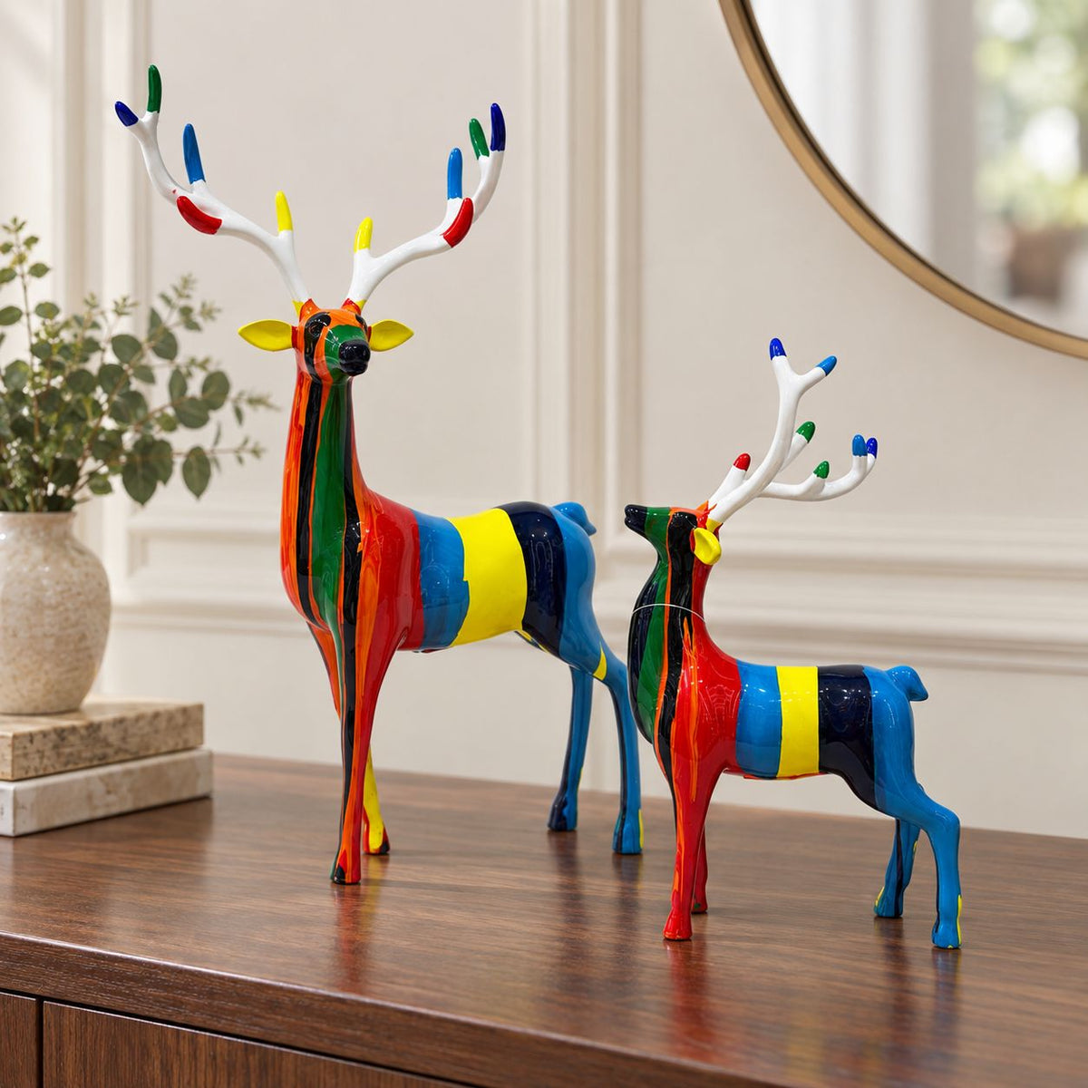 Prismatic Pair Deer Showpiece