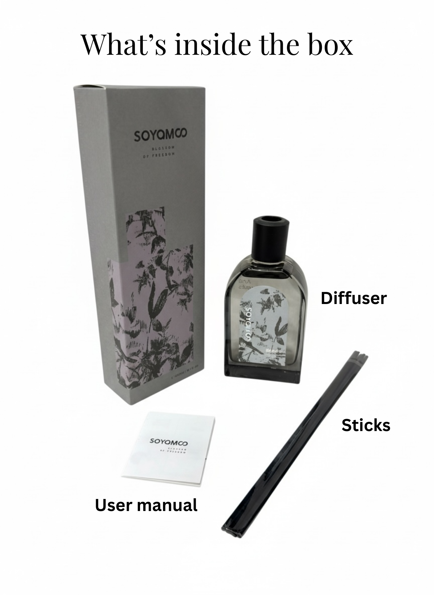 Elegant Black Glass Reed Aroma Diffuser – 180ml