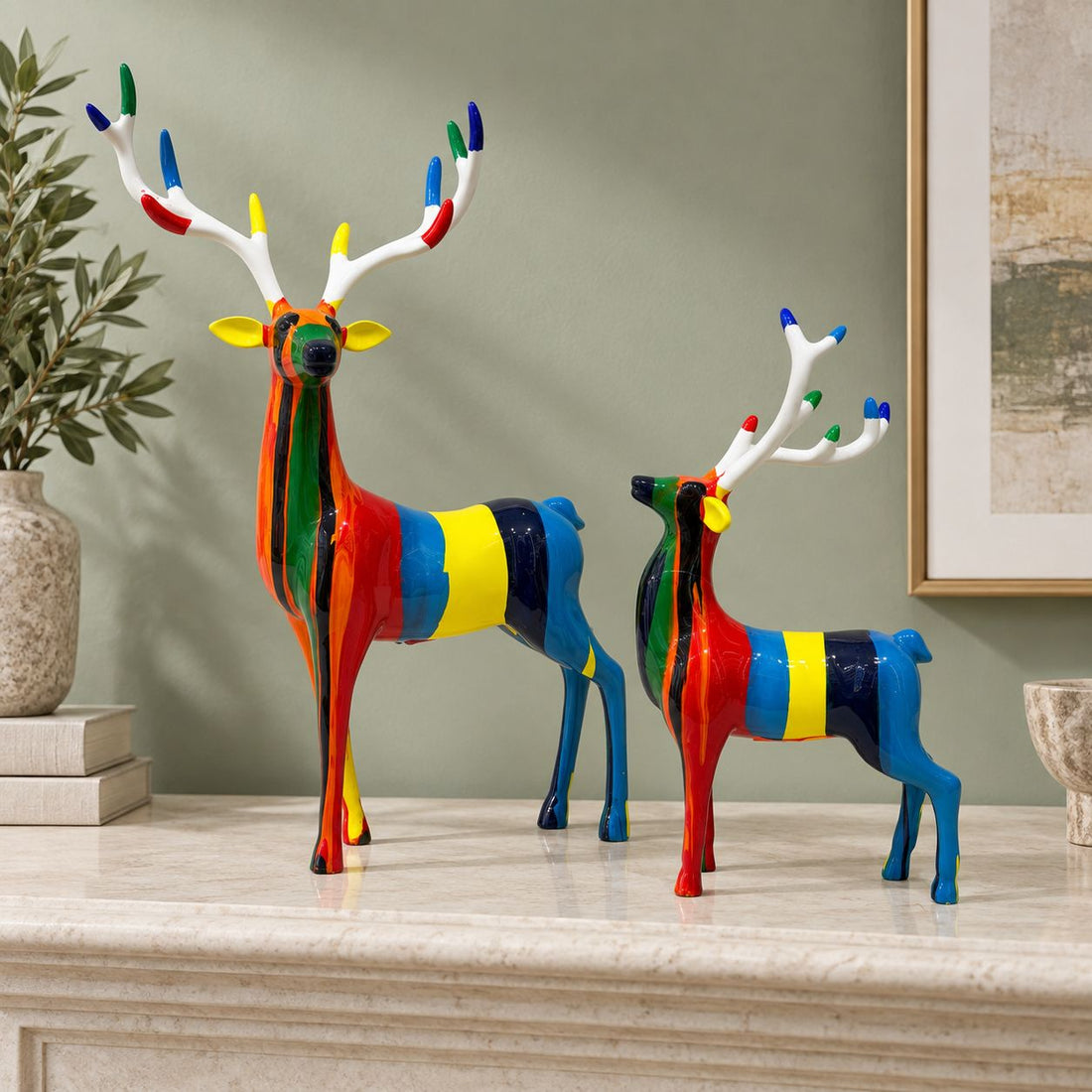 Prismatic Pair Deer Showpiece