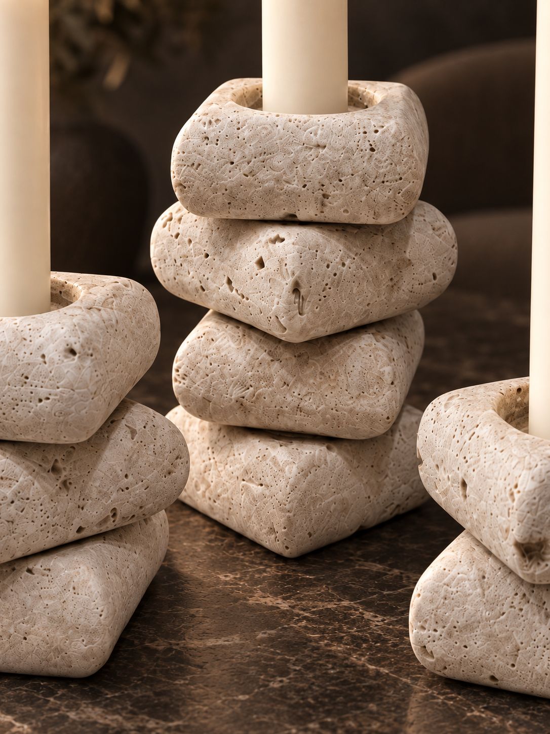 Elara Marble Candle Stand