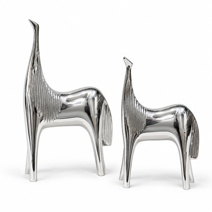 Sculptural Silver Horse Pair