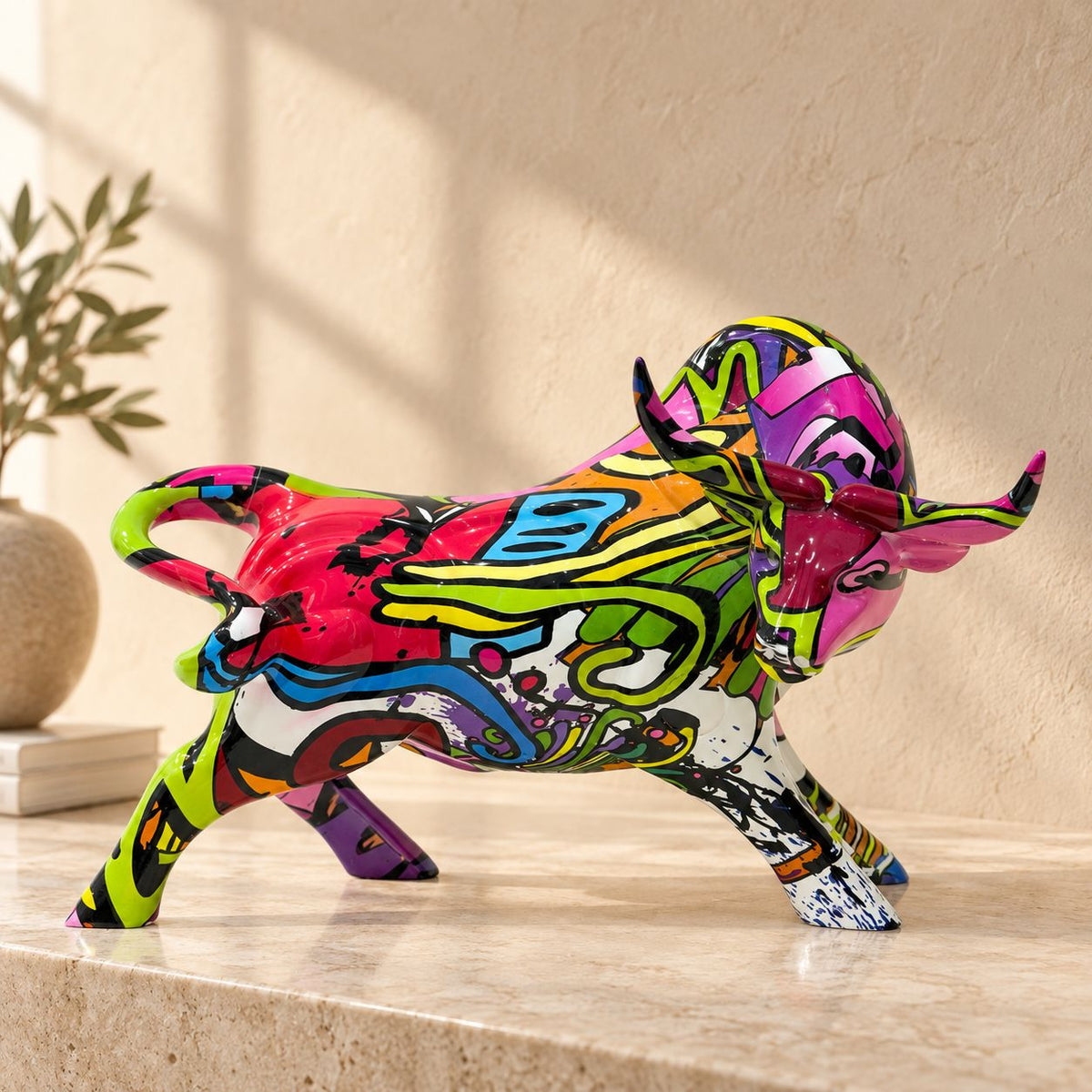 Pop Art Charge Bull Showpiece