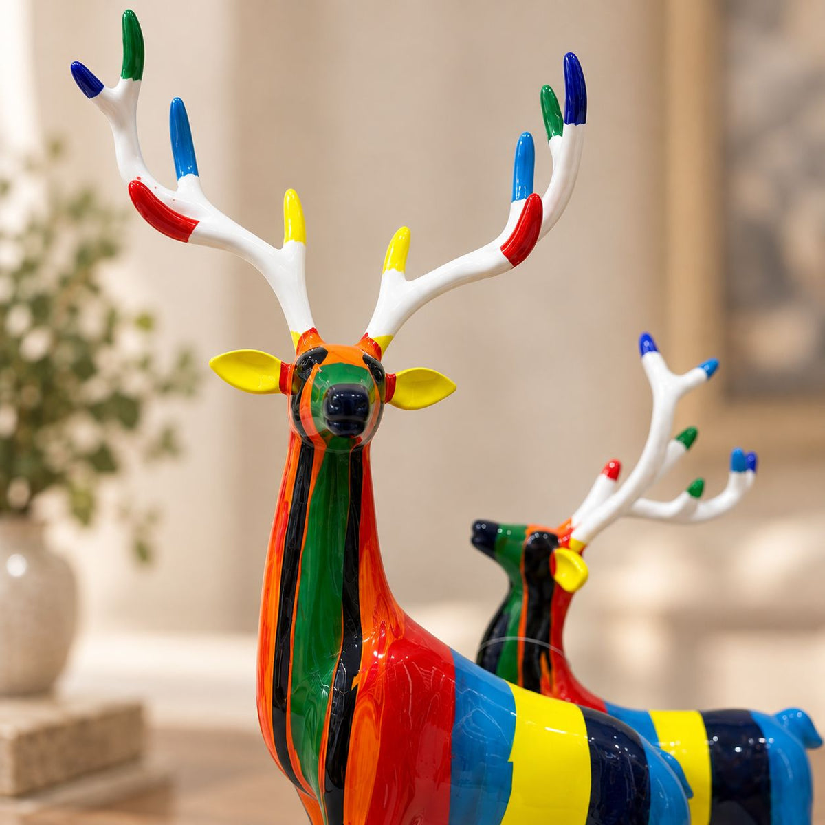 Prismatic Pair Deer Showpiece