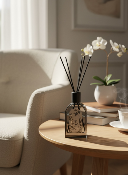 Elegant Black Glass Reed Aroma Diffuser – 180ml