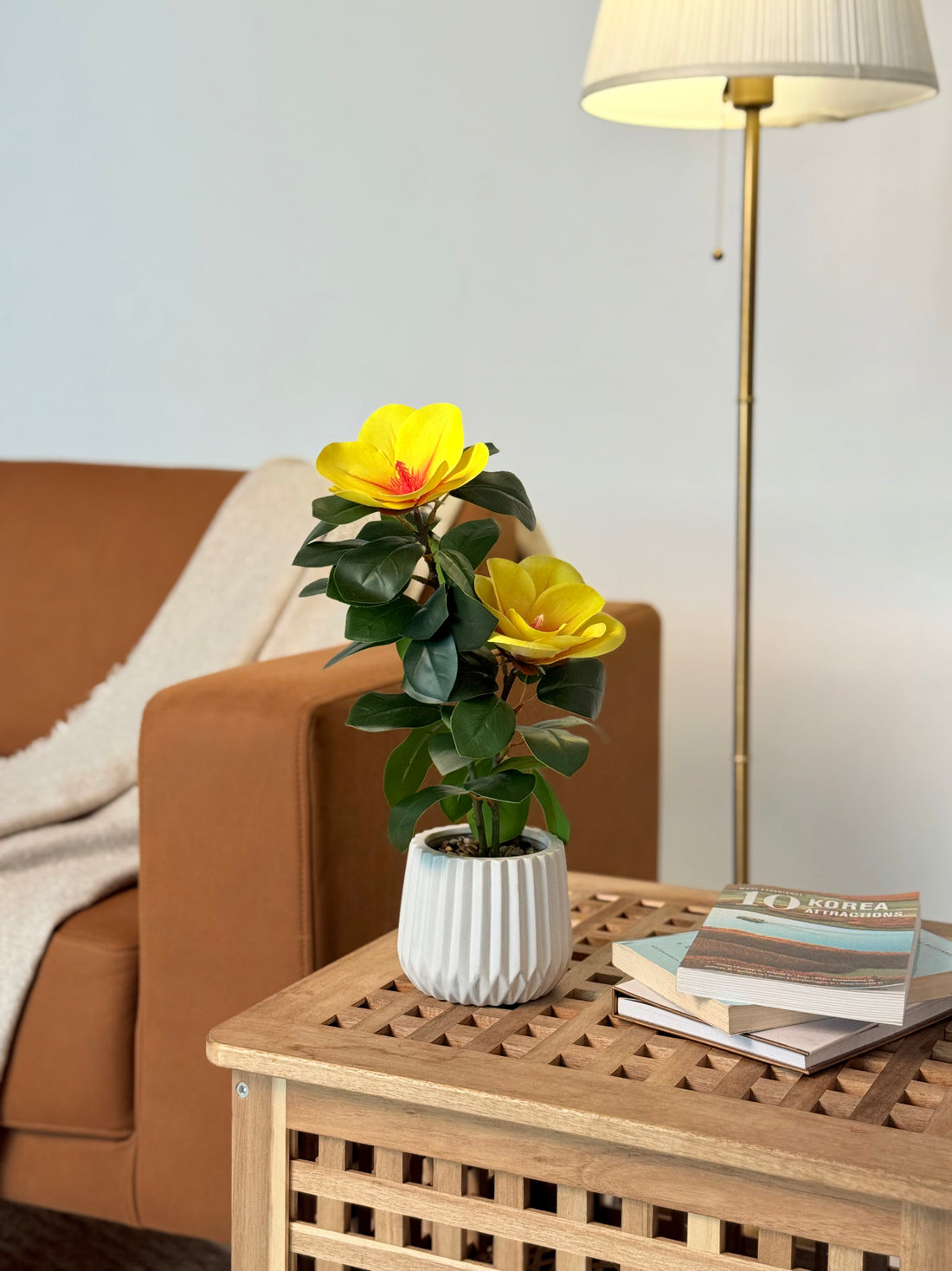 Lotus-Inspired Artificial Flower Plant - Yellow