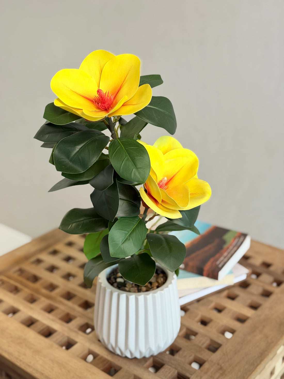 Lotus-Inspired Artificial Flower Plant - Yellow