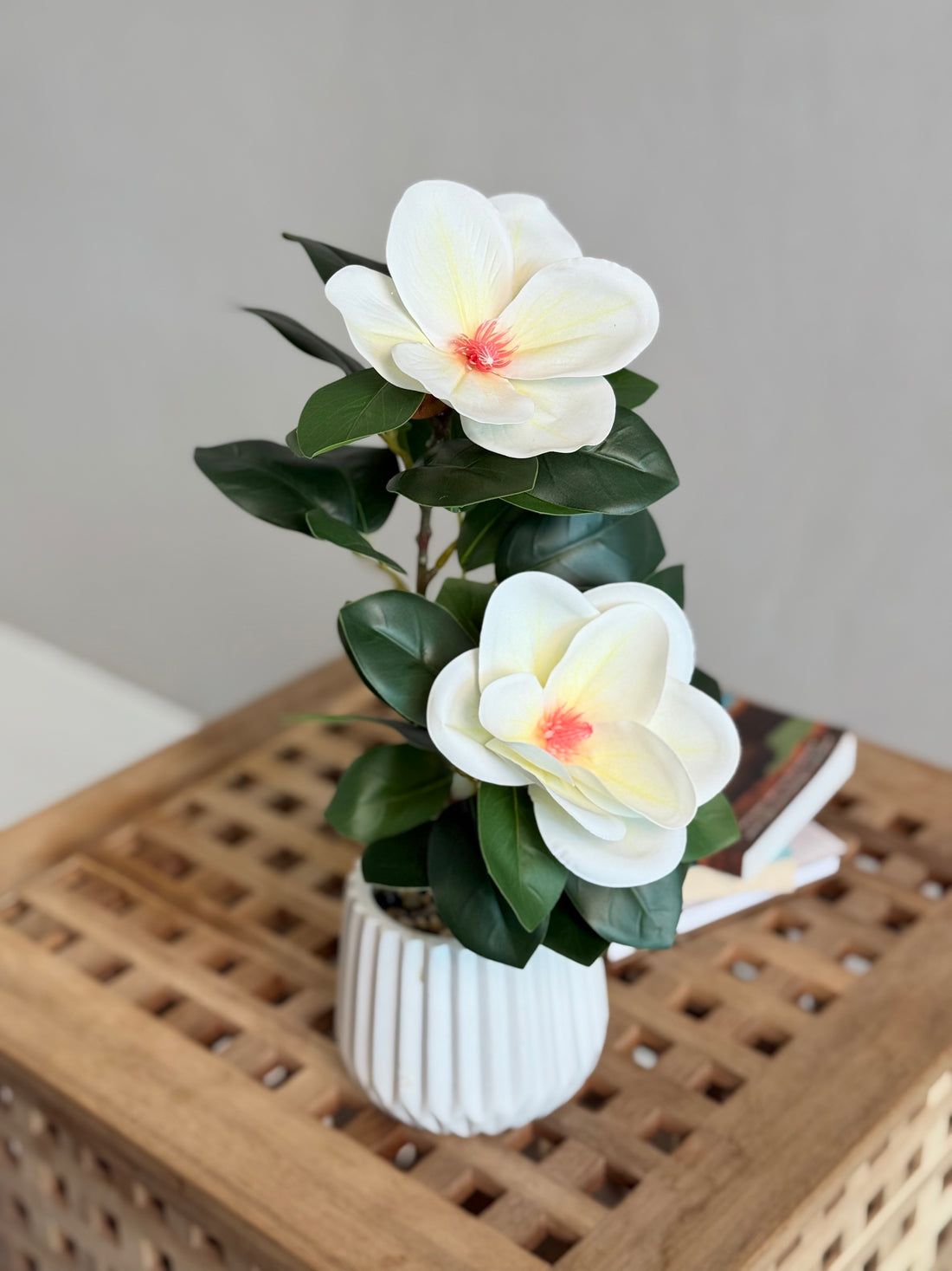 Lotus-Inspired Artificial Flower Plant - White