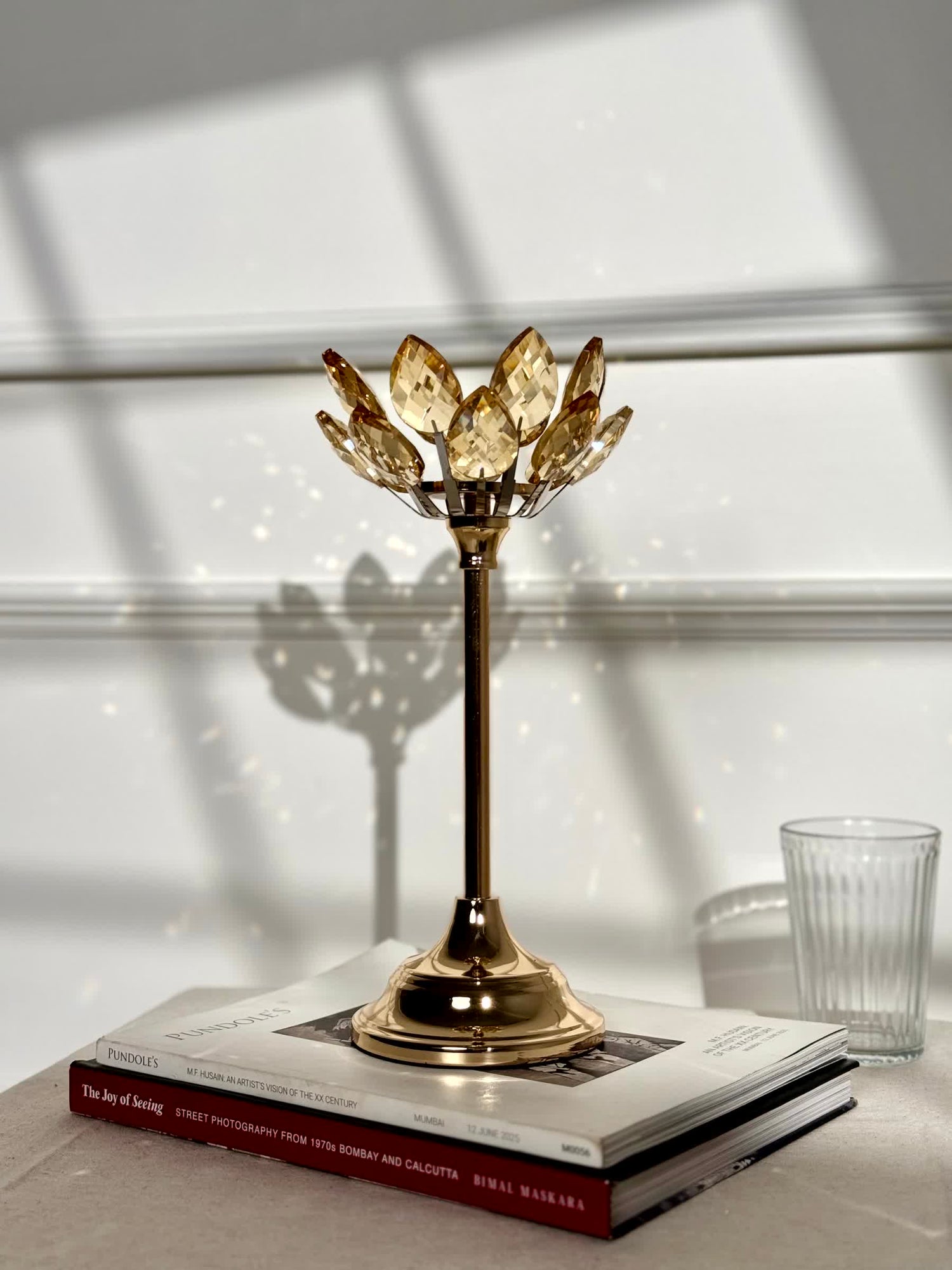 Crystal Lotus Candle Stand Set