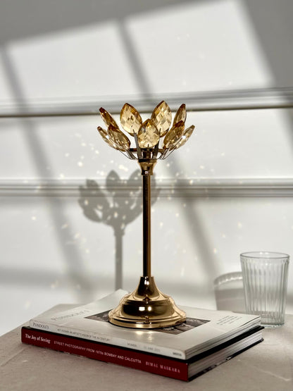 Crystal Lotus Candle Stand Set