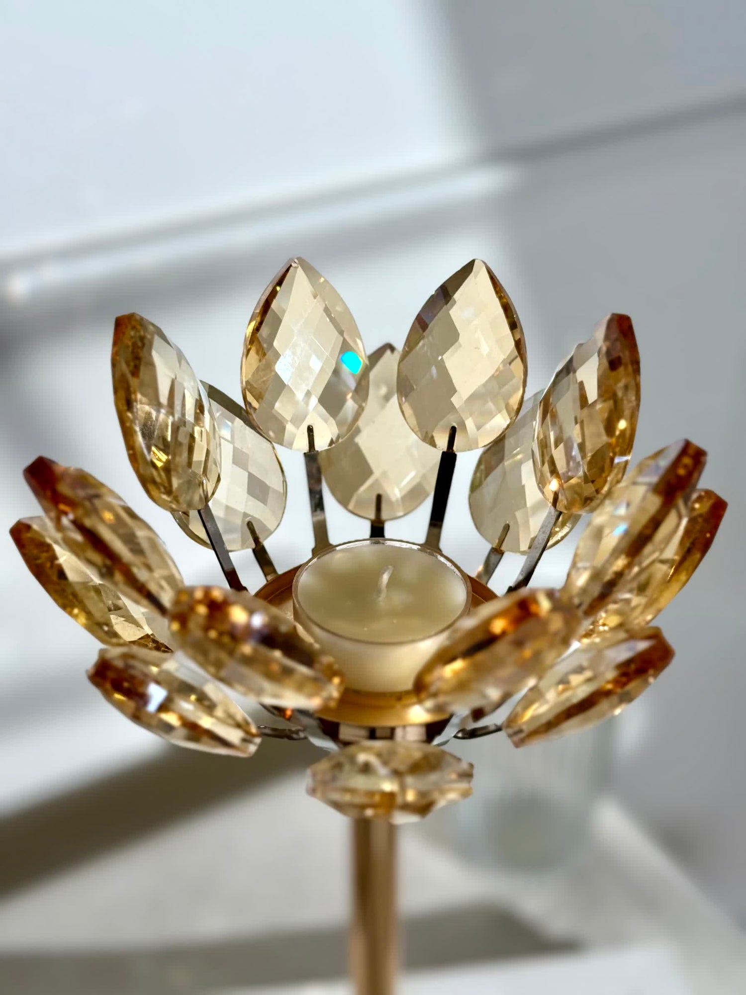Crystal Lotus Candle Stand Set