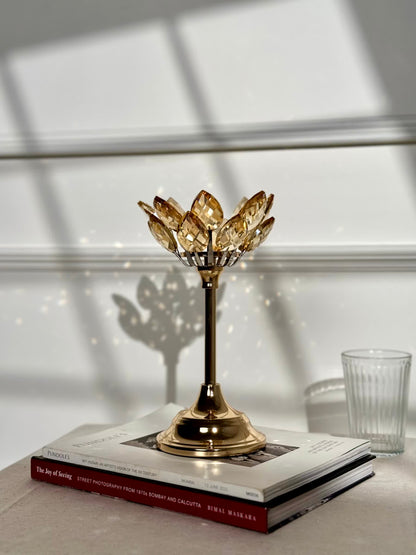 Crystal Lotus Candle Stand Set