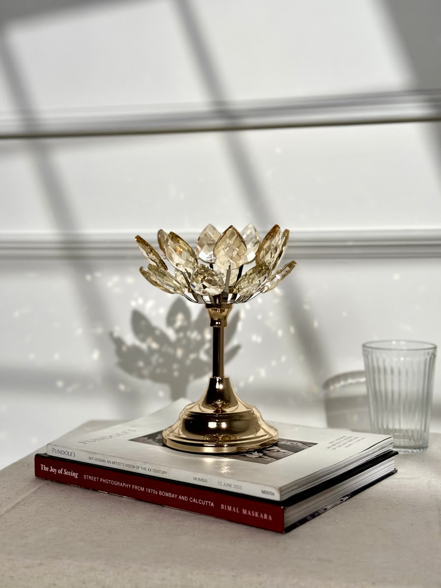 Crystal Lotus Candle Stand Set