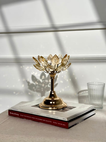 Crystal Lotus Candle Stand Set