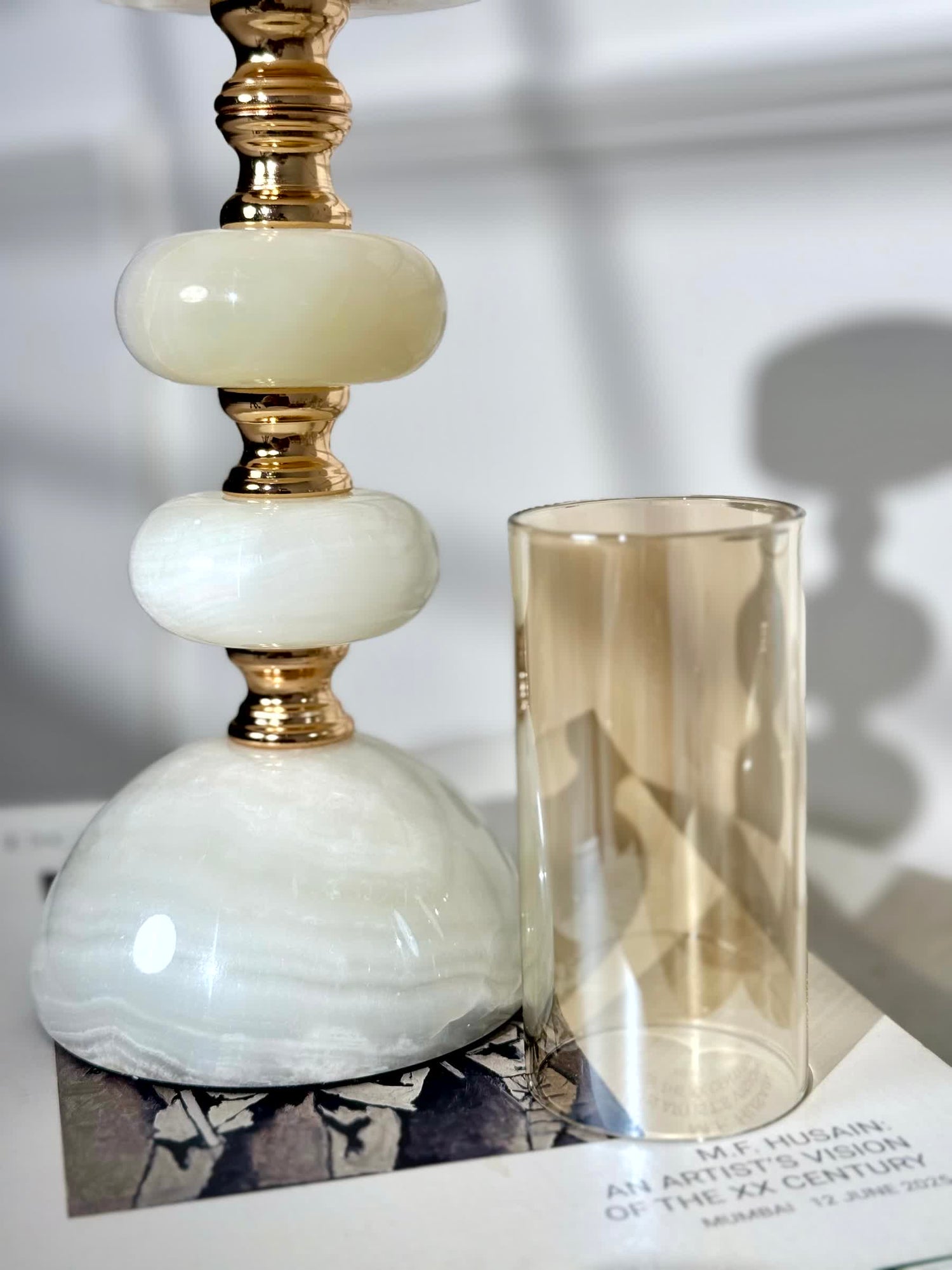 Sculptura Stone Candle Stand Set
