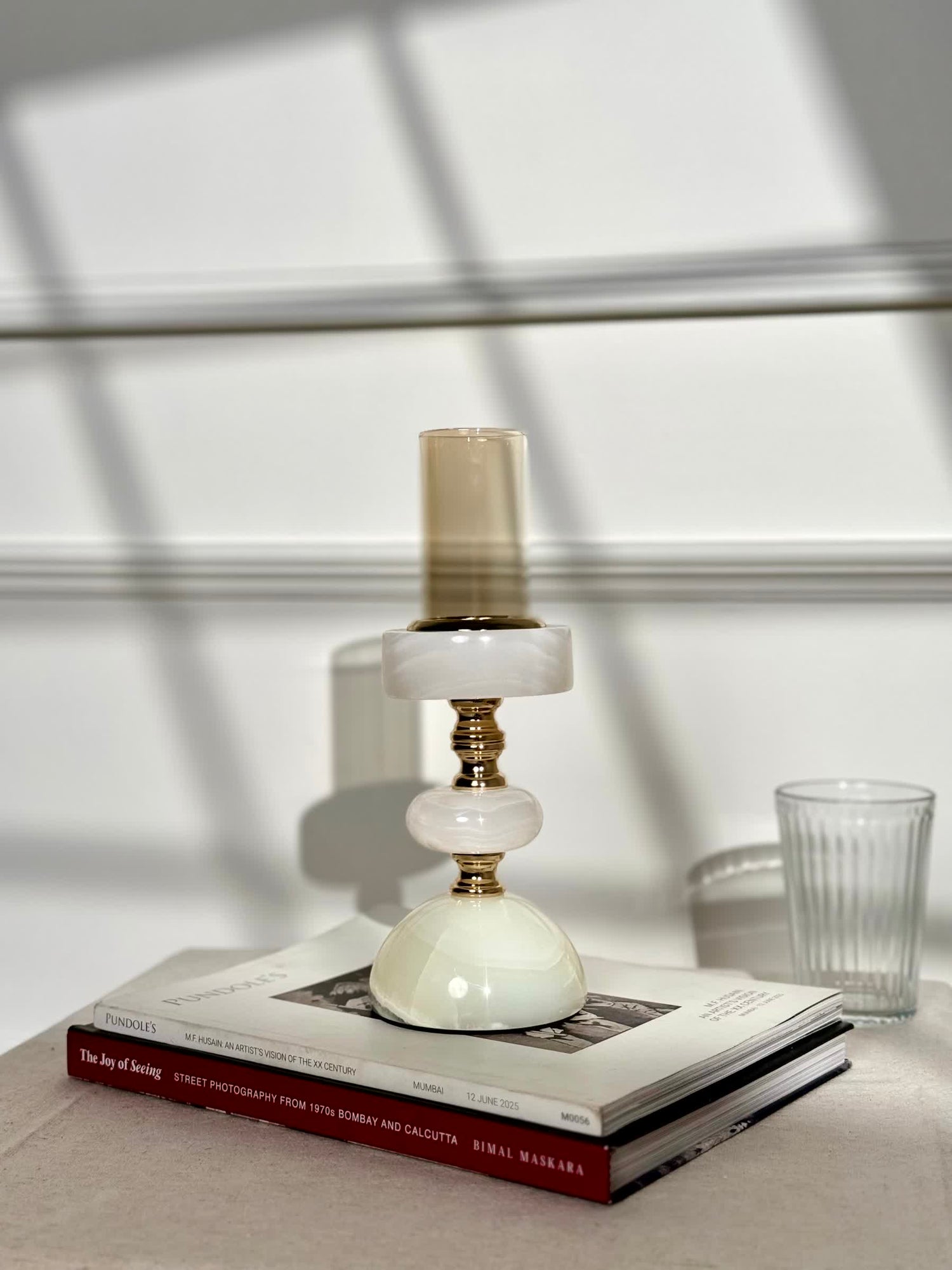 Sculptura Stone Candle Stand Set