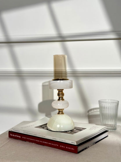 Sculptura Stone Candle Stand Set