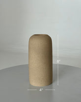 High Objects Altura Earthtone Clay Vase, tall cylindrical matte clay vase with textured finish, 8" H x 4" W