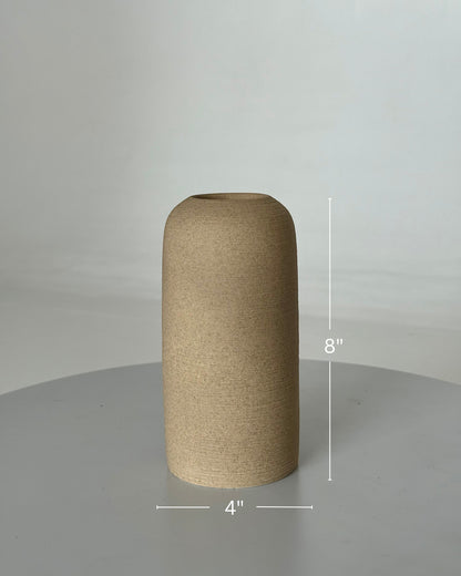 High Objects Altura Earthtone Clay Vase, tall cylindrical matte clay vase with textured finish, 8" H x 4" W