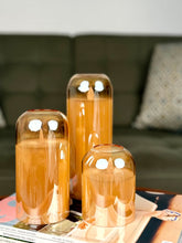 High Objects Aureaglow LED Candle Collection, amber glass dome, flickering LED flame, set of 3 decorative accent candles.
