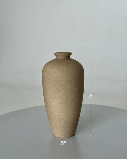 High Objects beige textured ceramic vase, 8 inches tall, 5 inches wide, modern statement decor