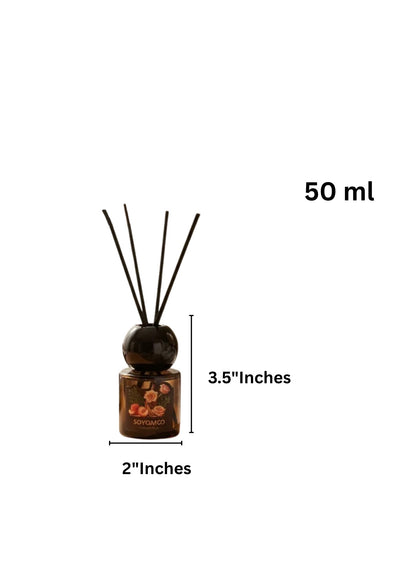 High Objects Blossom Reed Aroma Diffuser, 50ml glass bottle with floral design and black reeds, fresh flowers scent