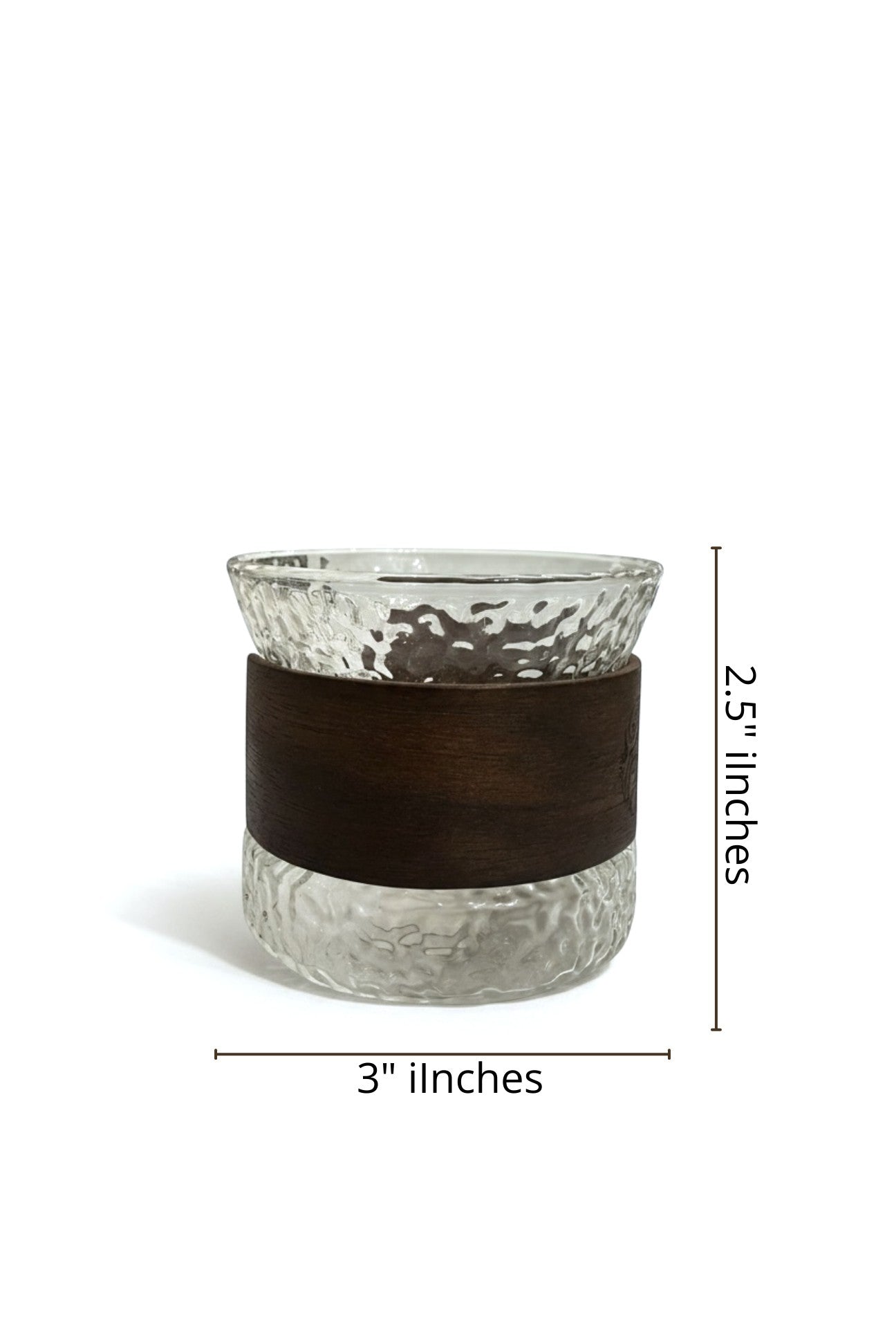 High Objects CINDER glass cup with textured amber glass base and dark matte sleeve. Set of 4.