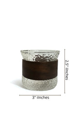 High Objects CINDER glass cup with textured amber glass base and dark matte sleeve. Set of 4.