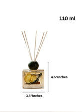 High Objects 110ml square glass aroma reed diffuser with cloves scent, featuring dried lemon slice and cinnamon stick.