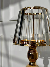 High Objects Crystal Belle candle stand with faceted glass shade and gold pedestal stem. Elegant decorative accent.