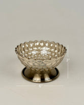 High Objects Crystal Bloom Accent Bowl, textured glass with scalloped rim on a metallic pedestal base. 6" W x 3" H.