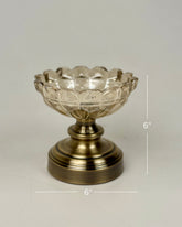 High Objects Crystal Droplet Accent Bowl, textured glass with droplet rim and metallic base, 6" x 6"