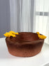 High Objects Duck Bowl Planter Showpiece, brown textured polyresin bowl with yellow ducks on the rim.