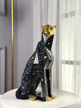 High Objects Eclipse Panther showpiece, abstract geometric design, black with gold accents, polyresin, modern decor