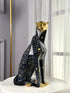 High Objects Eclipse Panther showpiece, abstract geometric design, black with gold accents, polyresin, modern decor