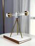 High Objects Golden Navigator Artefact, a modern acrylic telescope decor on a gold tripod base with gold accents.