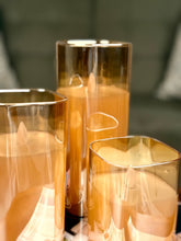 High Objects Halomist LED Candle Collection in amber glass, featuring flickering LED flames and modern silhouettes.