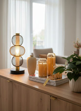 High Objects Complete Home Ambience Decor Set with LED candles, vase, potted plant, and table lamp.