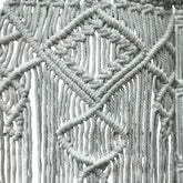 High Objects BohoNest macrame wall shelf with diamond pattern, handmade with cotton ropes and wooden shelves.