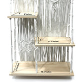 High Objects BohoNest macrame wall shelf with 3 natural wood shelves and white cotton ropes. Perfect for boho decor.