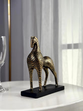 High Objects gold and black zebra-striped horse showpiece, 8-inch polyresin sculpture with bold silhouette.
