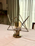 High Objects Nexus Geo Candle Stand with metallic pedestal and geometric wire frame. Bronze finish.