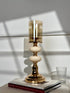 High Objects Opaline Gold Candle Stand Collection with amber glass shade and opaline accents. Decorative accent.