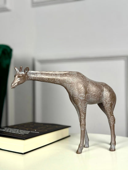 High Objects Savannah Grace showpiece, a bronze-toned polyresin giraffe sculpture with textured spots, 8 inches tall.
